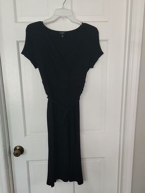 Talbots Black Wrap Maxi Dress with Tie Waist